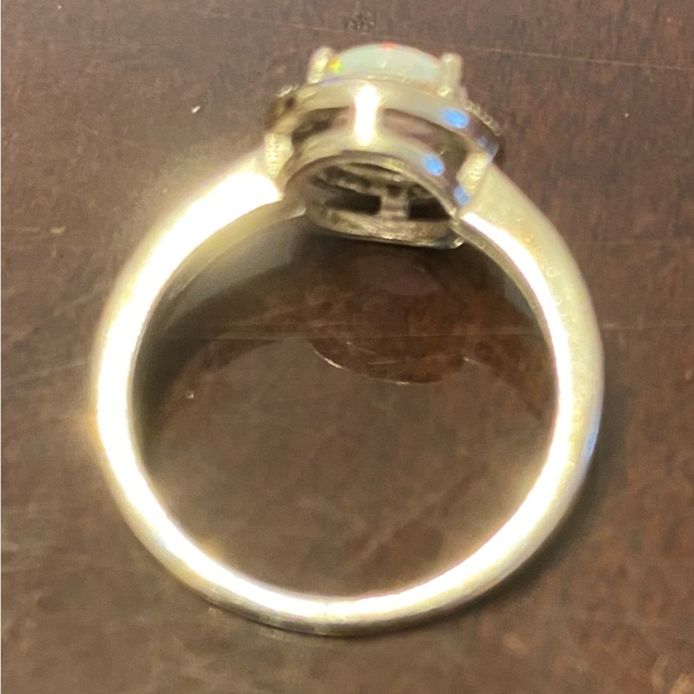 Silver ring with CZs and faux opal. - Picture 11 of 15